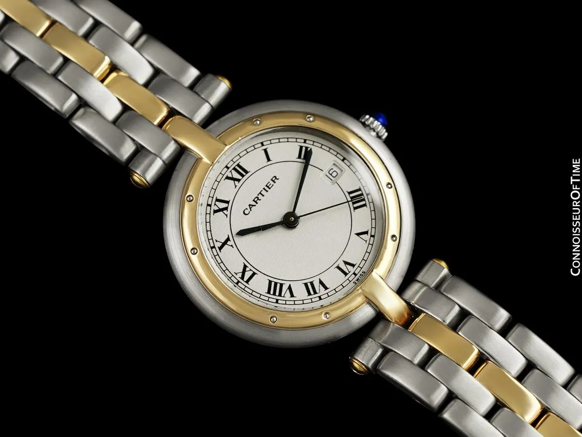 Cartier Panthere (Cougar) VLC Vendome Mens Midsize Stainless Steel & 18K Gold Watch - Box & Papers