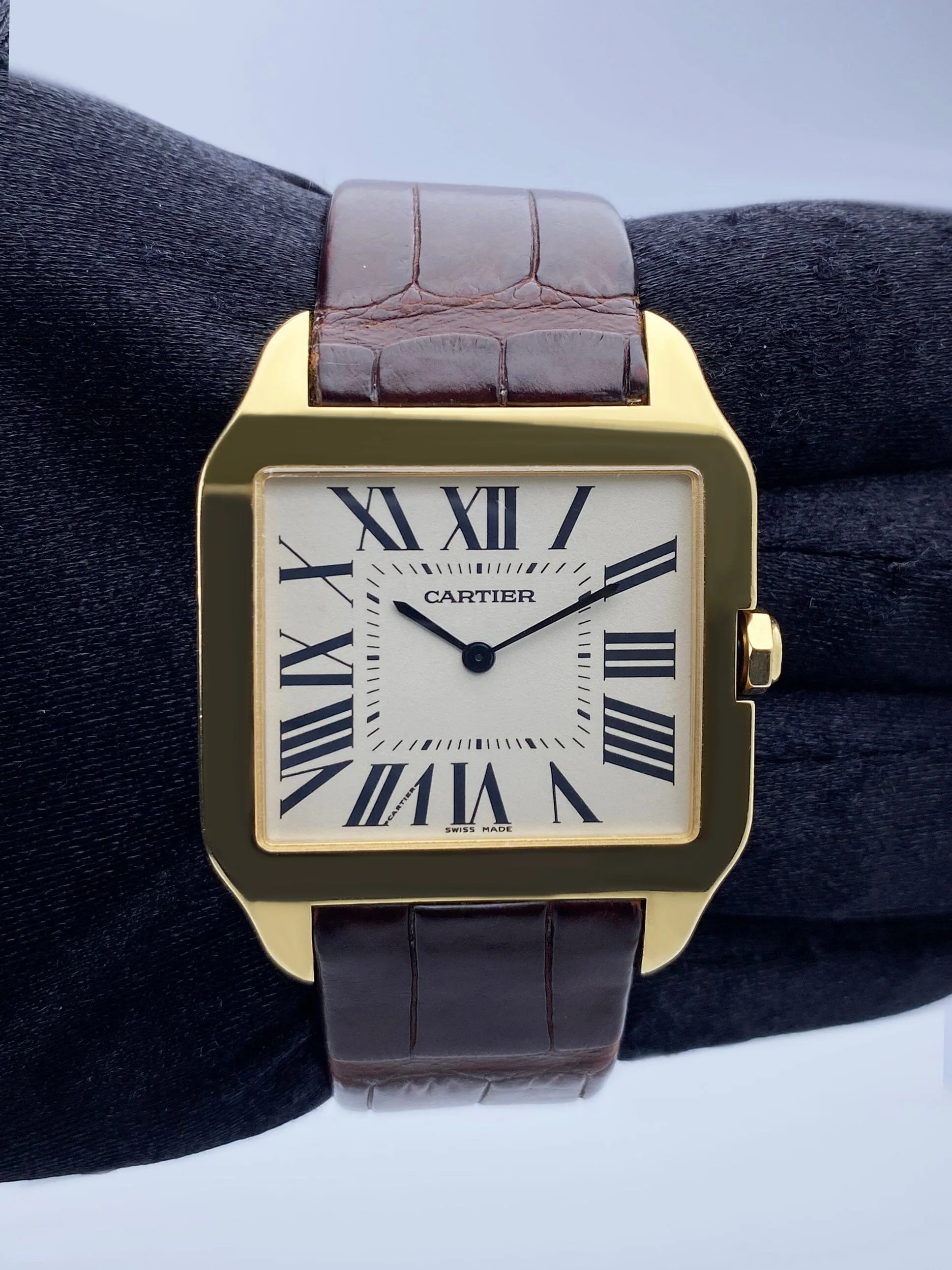 Cartier Santos Dumont W2008751 Large 18k Yellow Gold Mens Watch