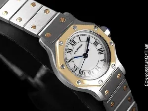 Cartier Santos Octagon Ladies Watch, Automatic - Stainless Steel & 18K Gold