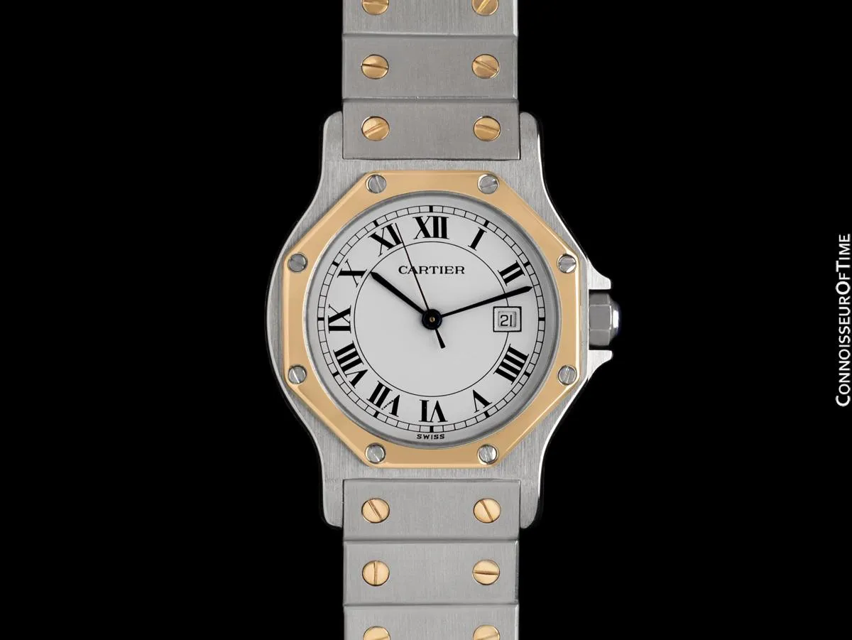 Cartier Santos Octagon Mens Unisex Watch, Automatic - Stainless Steel & 18K Gold