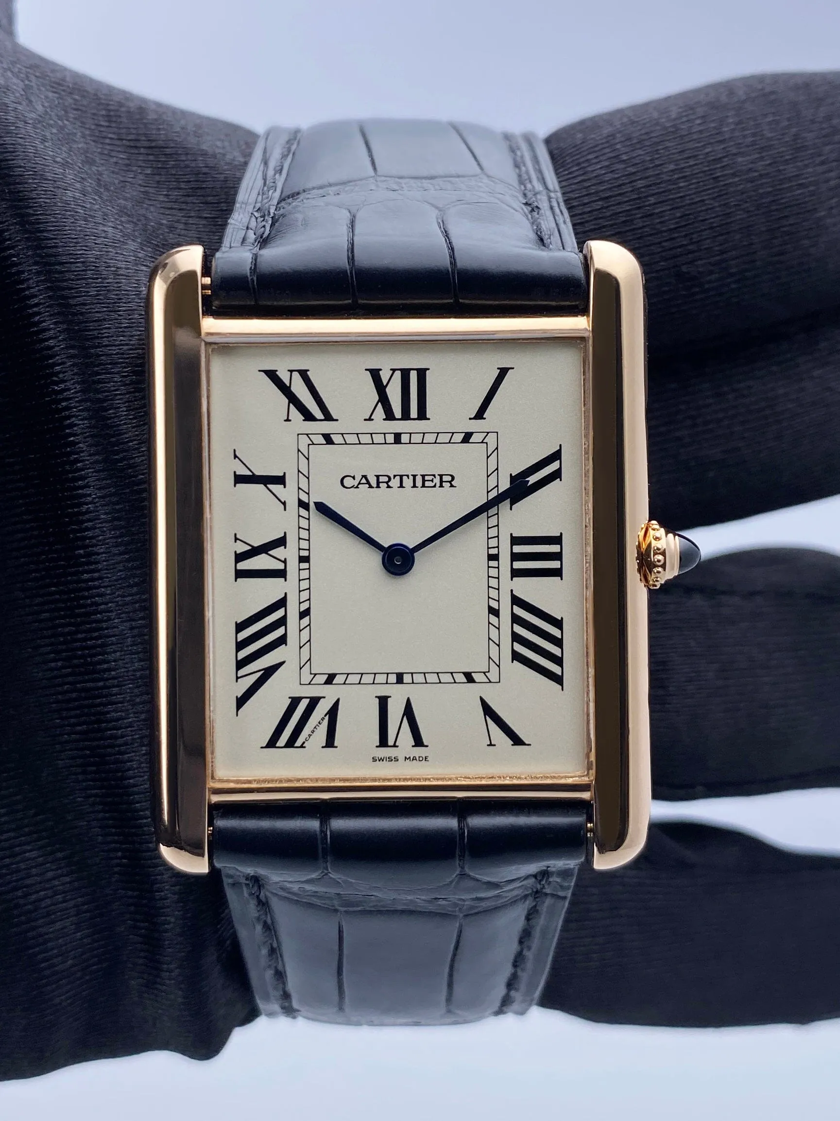 Cartier Tank Louis W1560017 18K Rose Gold Mens Watch
