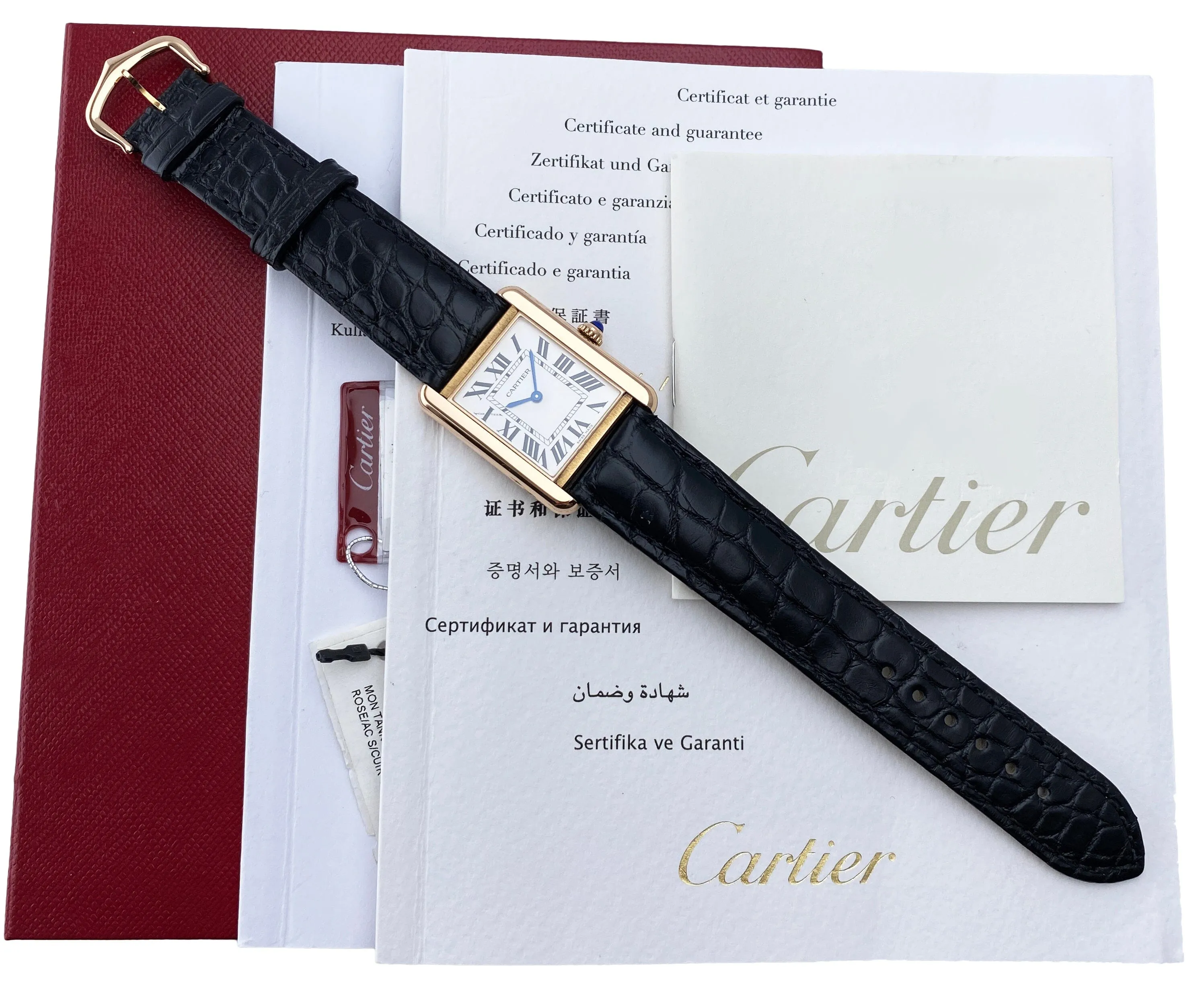 Cartier Tank Solo W5200024 18K Rose Gold Watch Box Papers