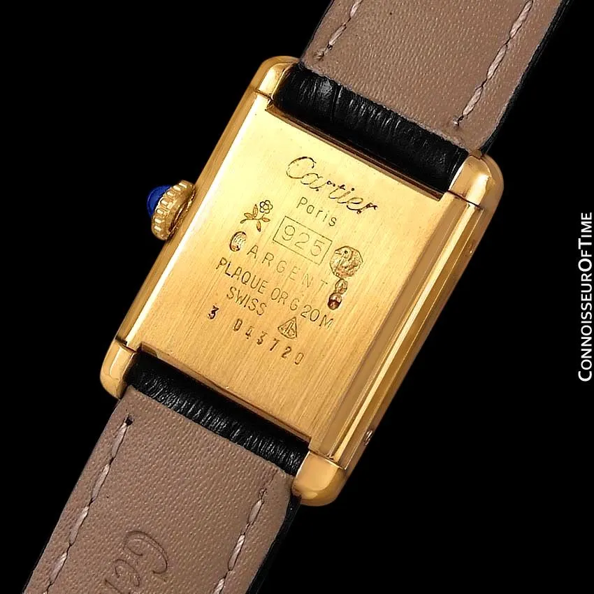 Cartier Vintage Ladies Tank Mechanical Watch - Gold Vermeil, 18K Gold over Sterling Silver