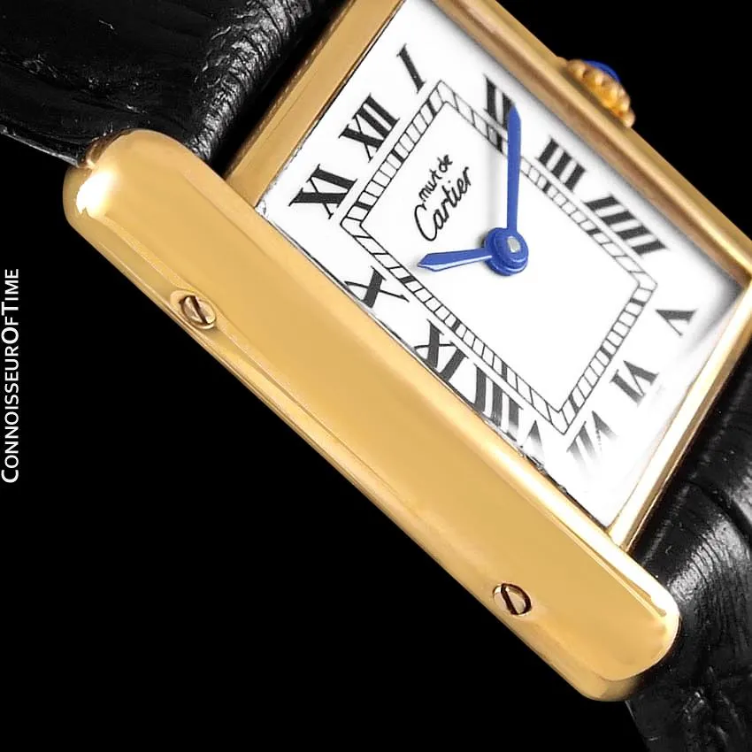 Cartier Vintage Ladies Tank Mechanical Watch - Gold Vermeil, 18K Gold over Sterling Silver