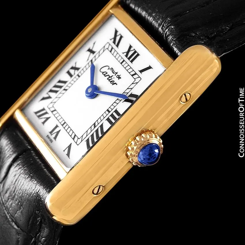 Cartier Vintage Ladies Tank Mechanical Watch - Gold Vermeil, 18K Gold over Sterling Silver