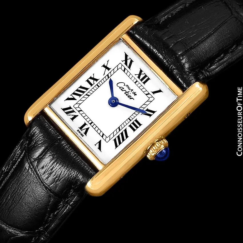 Cartier Vintage Ladies Tank Mechanical Watch - Gold Vermeil, 18K Gold over Sterling Silver