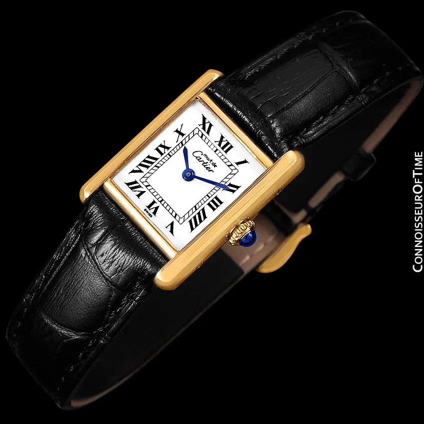 Cartier Vintage Ladies Tank Mechanical Watch - Gold Vermeil, 18K Gold over Sterling Silver