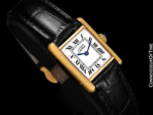 Cartier Vintage Ladies Tank Mechanical Watch - Gold Vermeil, 18K Gold over Sterling Silver