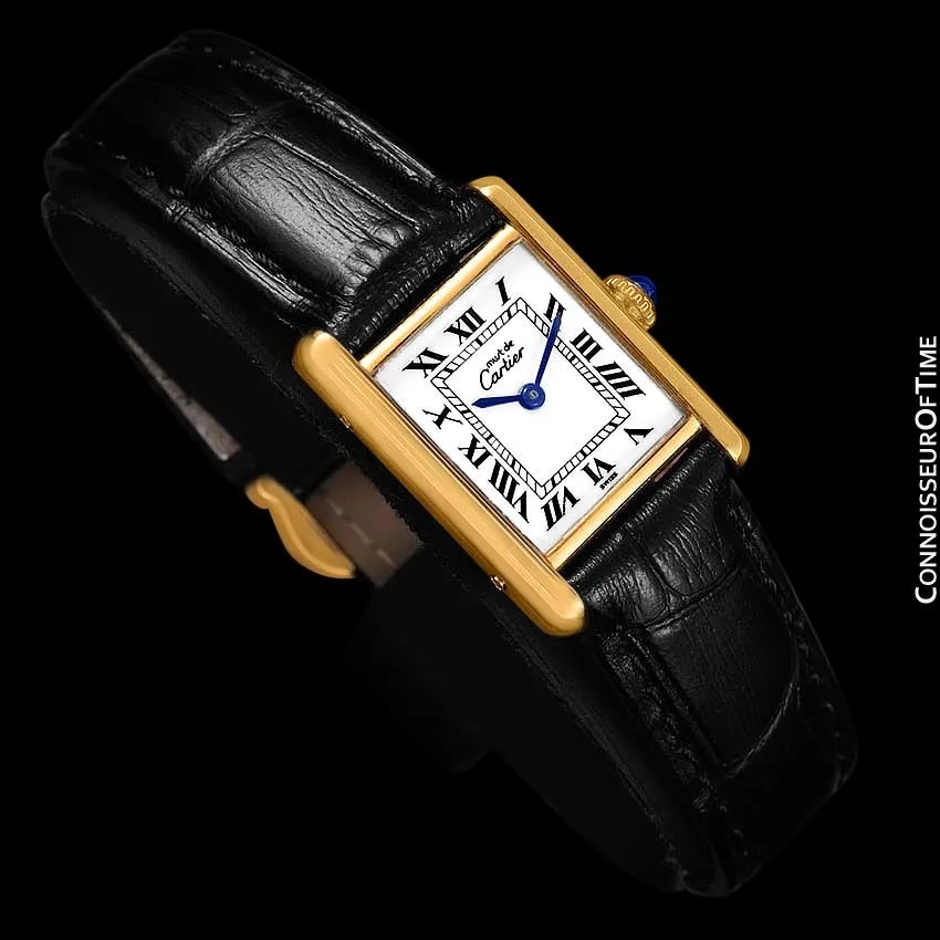 Cartier Vintage Ladies Tank Mechanical Watch - Gold Vermeil, 18K Gold over Sterling Silver