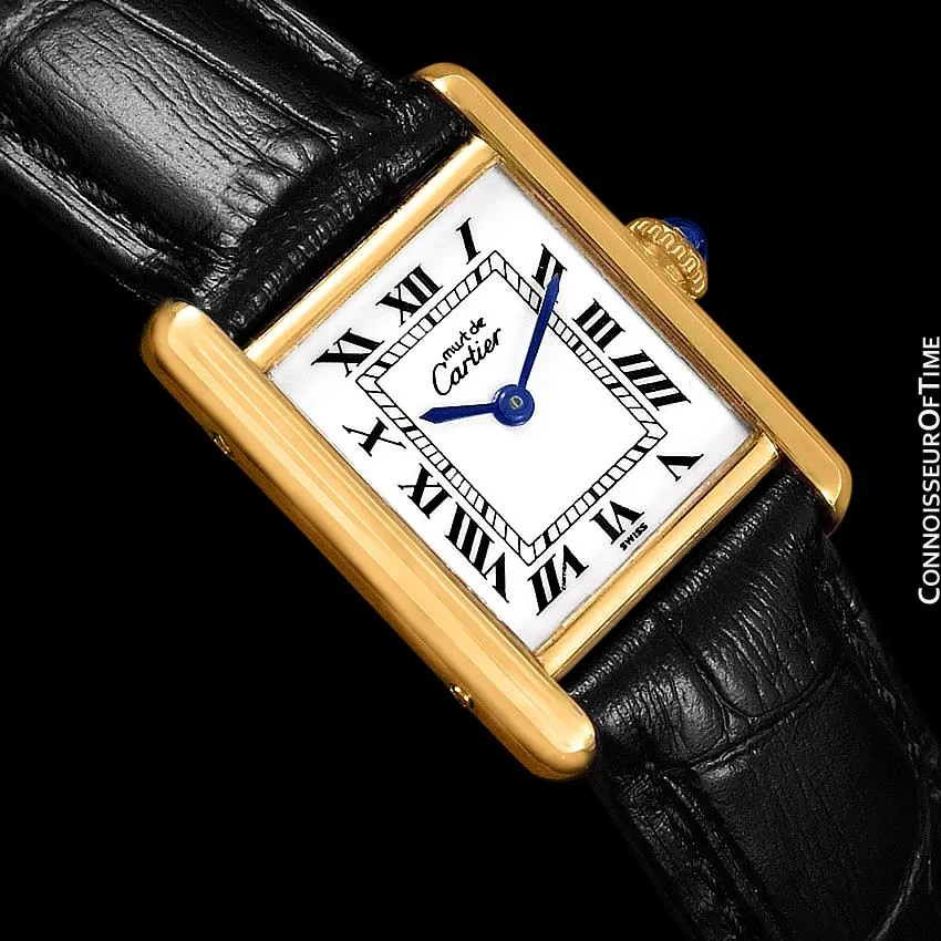 Cartier Vintage Ladies Tank Mechanical Watch - Gold Vermeil, 18K Gold over Sterling Silver