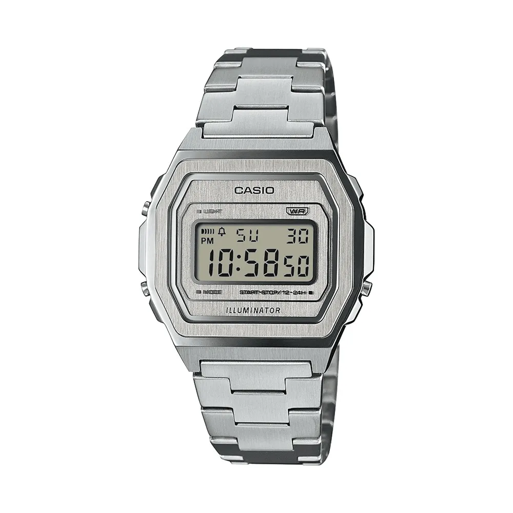 Casio Dig Vintage Premium Led AlarmSilver    Extra Band A1000DN-7D