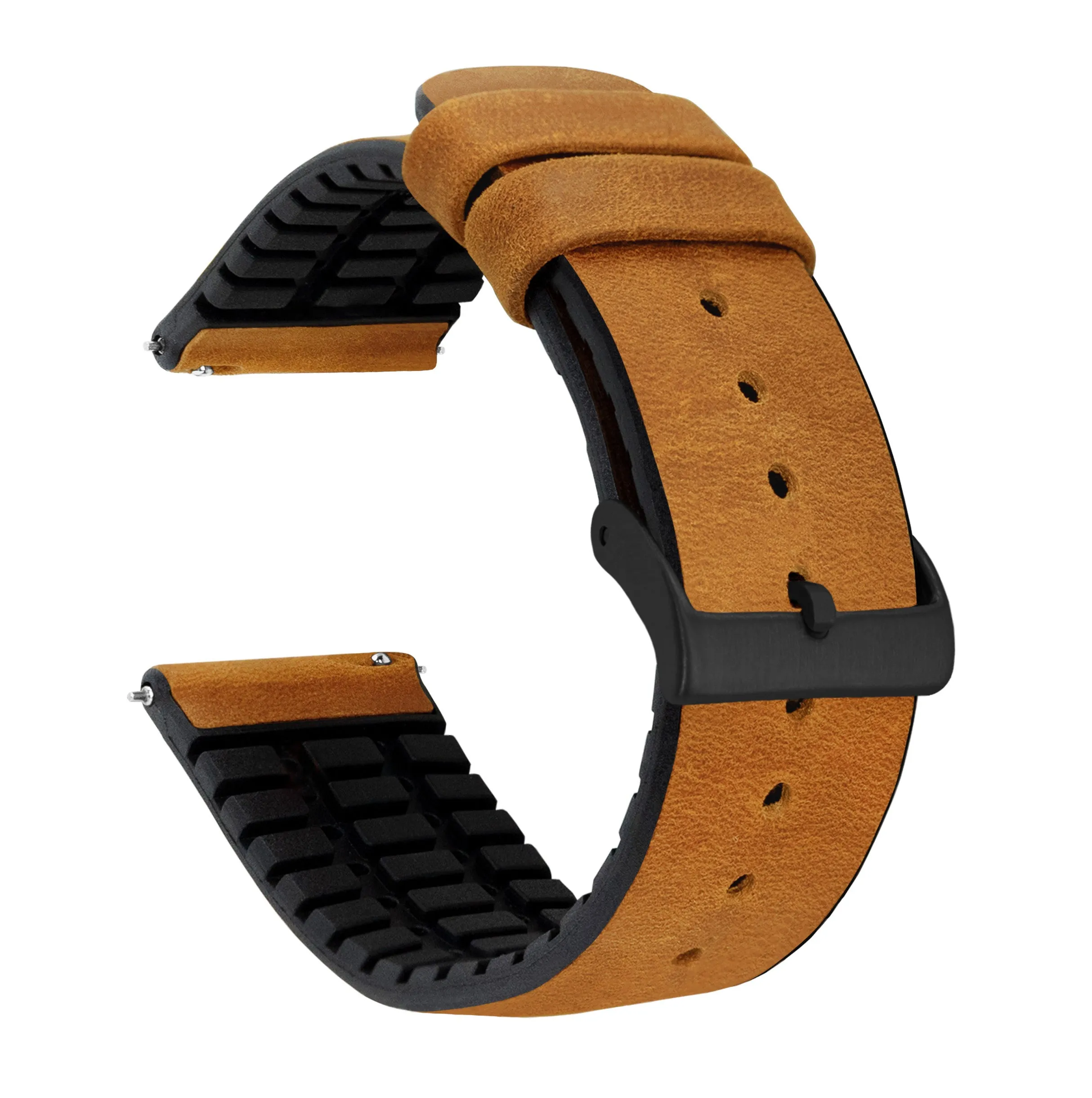 Cedar Brown Leather And Rubber Hybrid Watch Band (18mm - 24mm SALE)