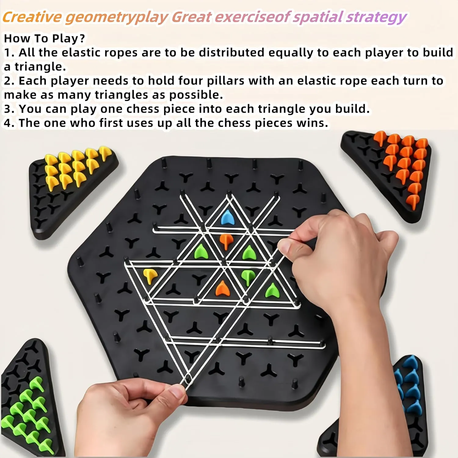 Chain Triangle Chess Game, Engaging Triggle Rubber Band Strategy Game for Kid...