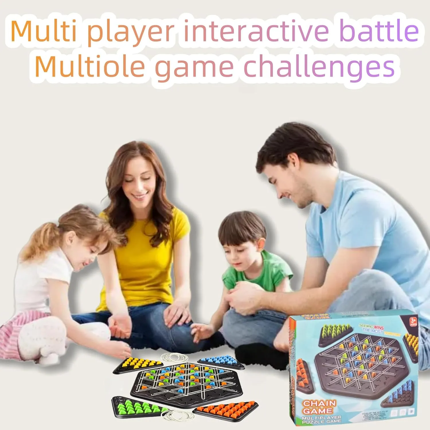 Chain Triangle Chess Game, Engaging Triggle Rubber Band Strategy Game for Kid...