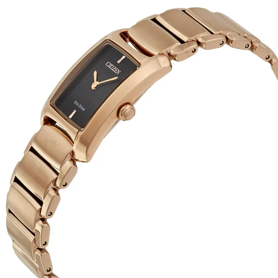 Citizen Rose Gold-tone Case Black Dial Eco-Drive Ladies Watch EG2976-57W