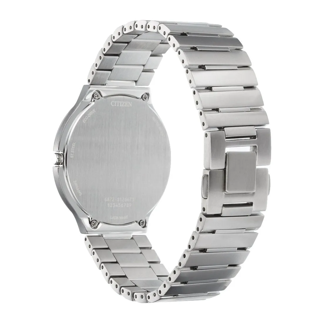 Citizen Stiletto Mens Eco Drive Stainless Steel Black Dial Watch