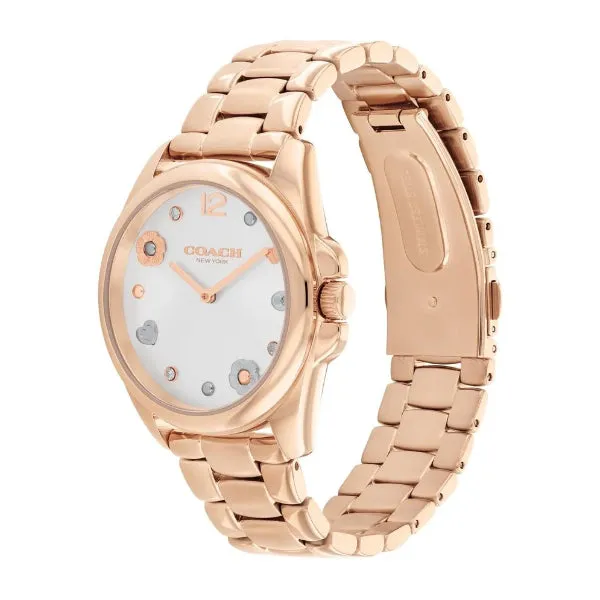Coach Greyson Rose Gold Stainless Steel Silver Dial Quartz Watch for Ladies - 14504023