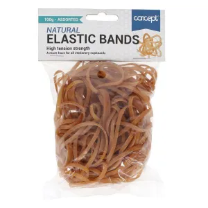 Concept - 100g Bag Rubber Bands Assorted Sizes