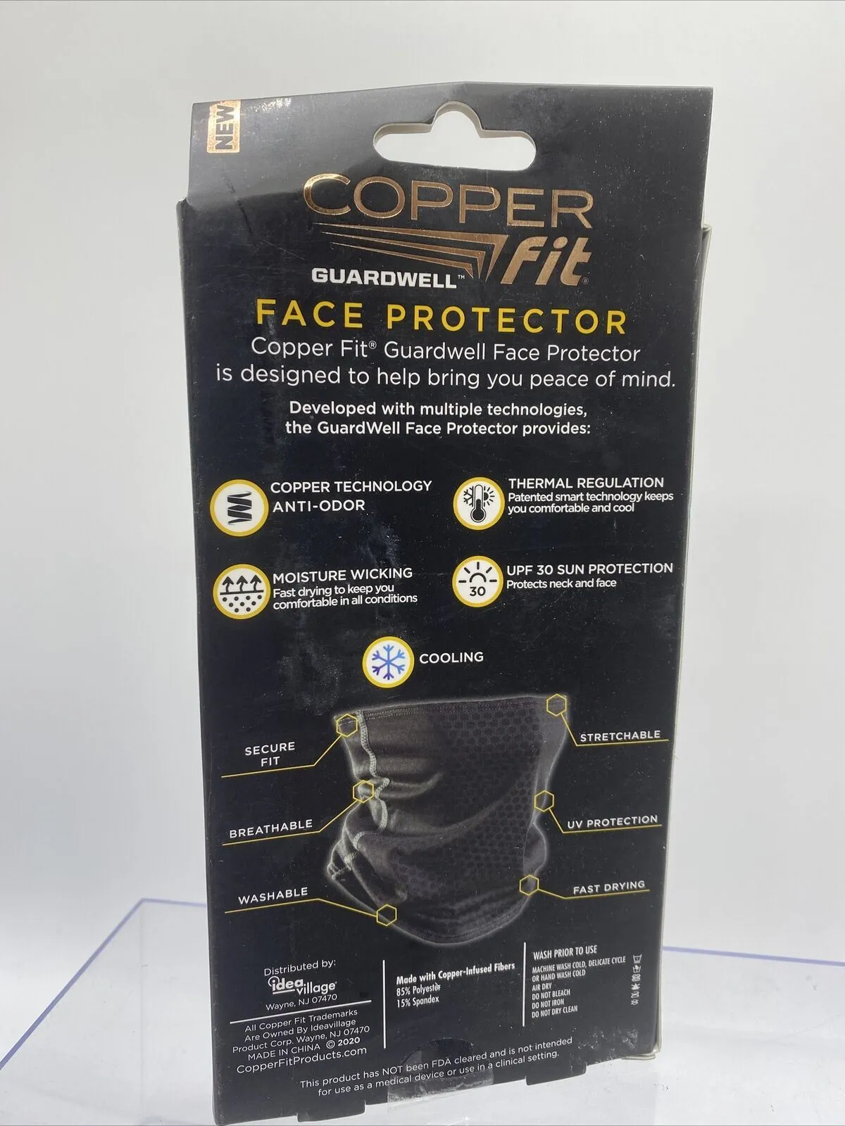 Copper Fit Guardwell Face Protector Reusable Adult Unisex One Sz Charcoal Sports