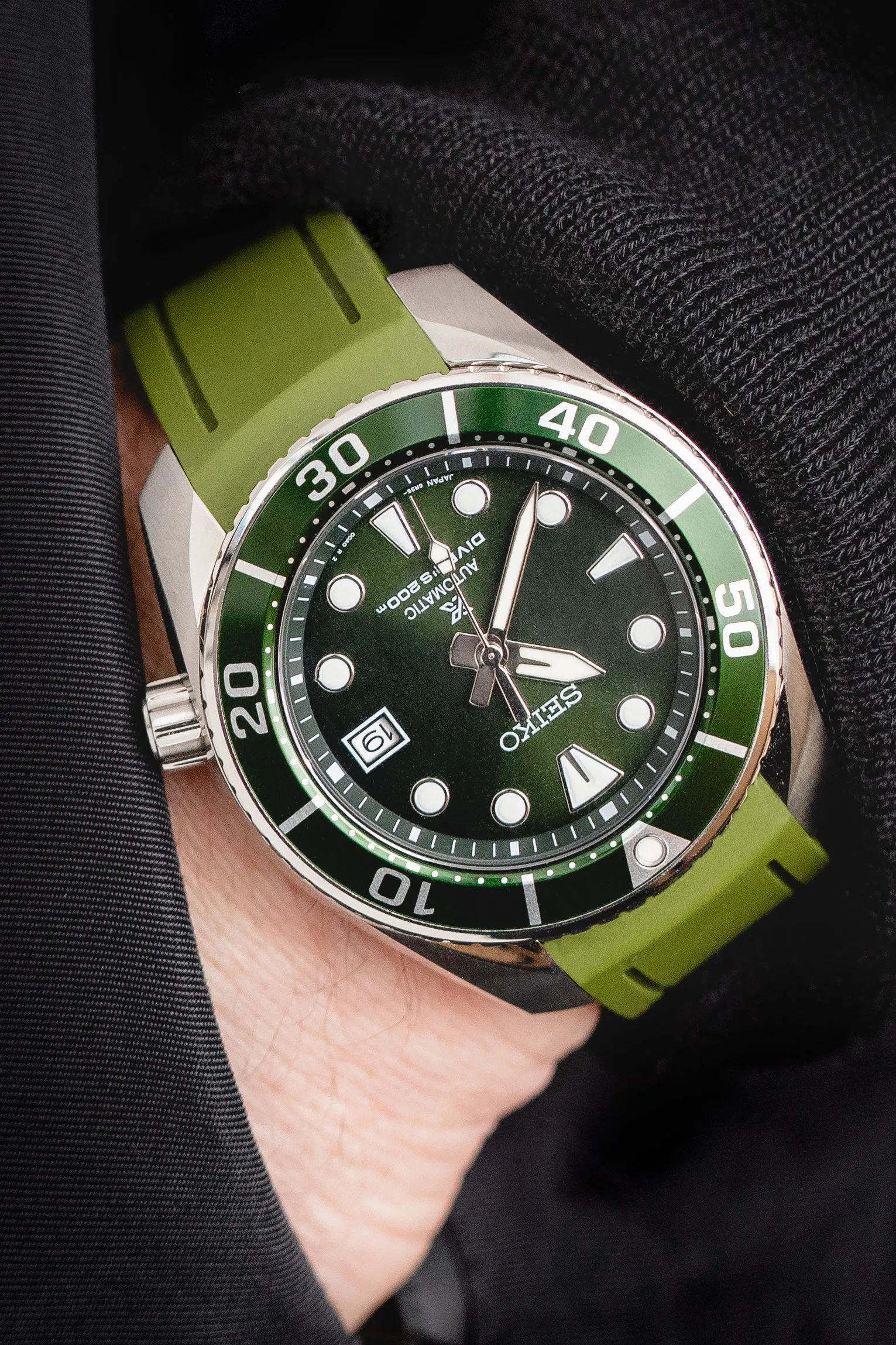 CRAFTER BLUE CB02 Green Rubber Watch Strap for Seiko Sumo