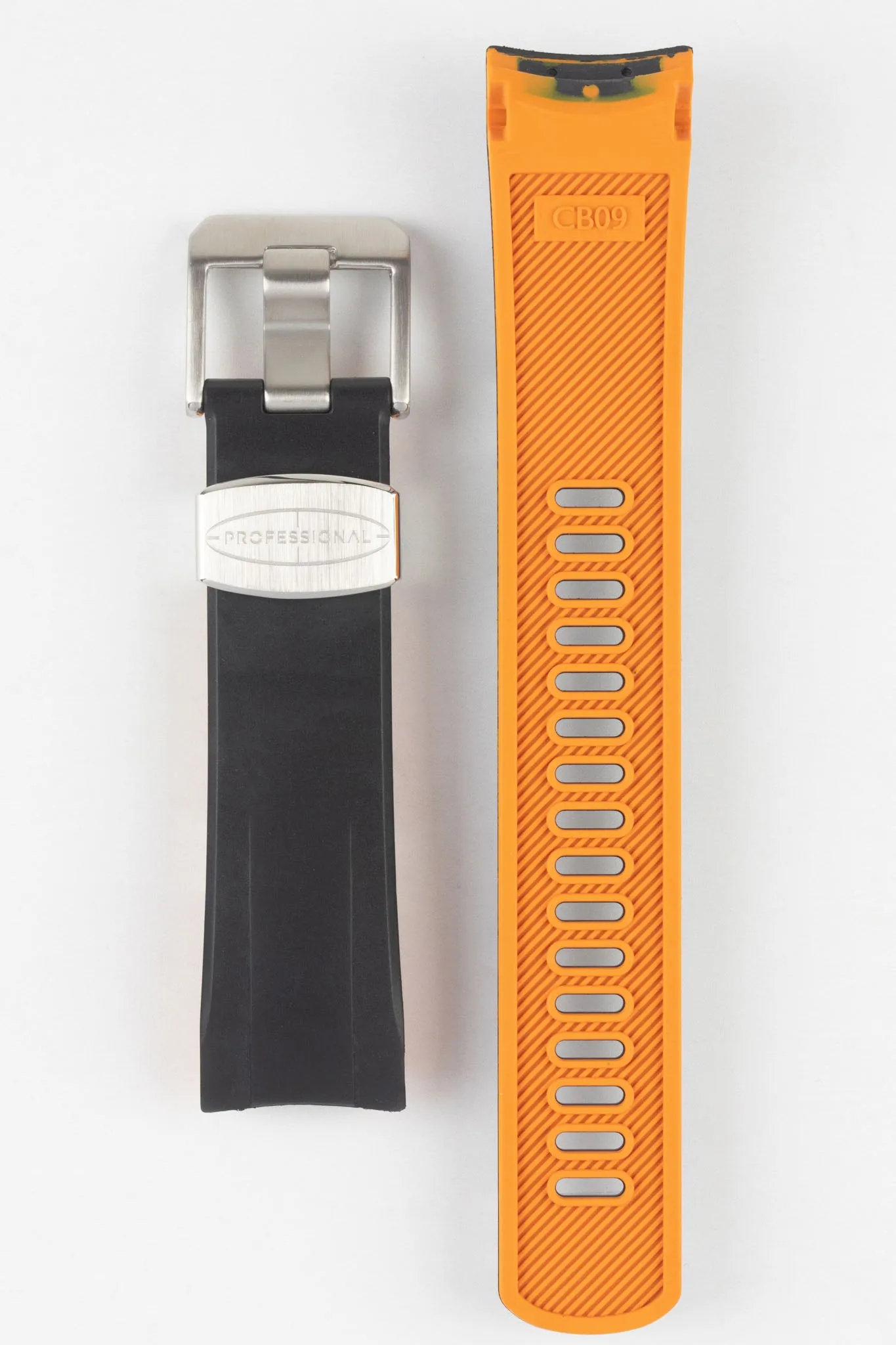 CRAFTER BLUE CB09 Rubber Watch Strap for Seiko "New" Samurai Series – BLACK & ORANGE
