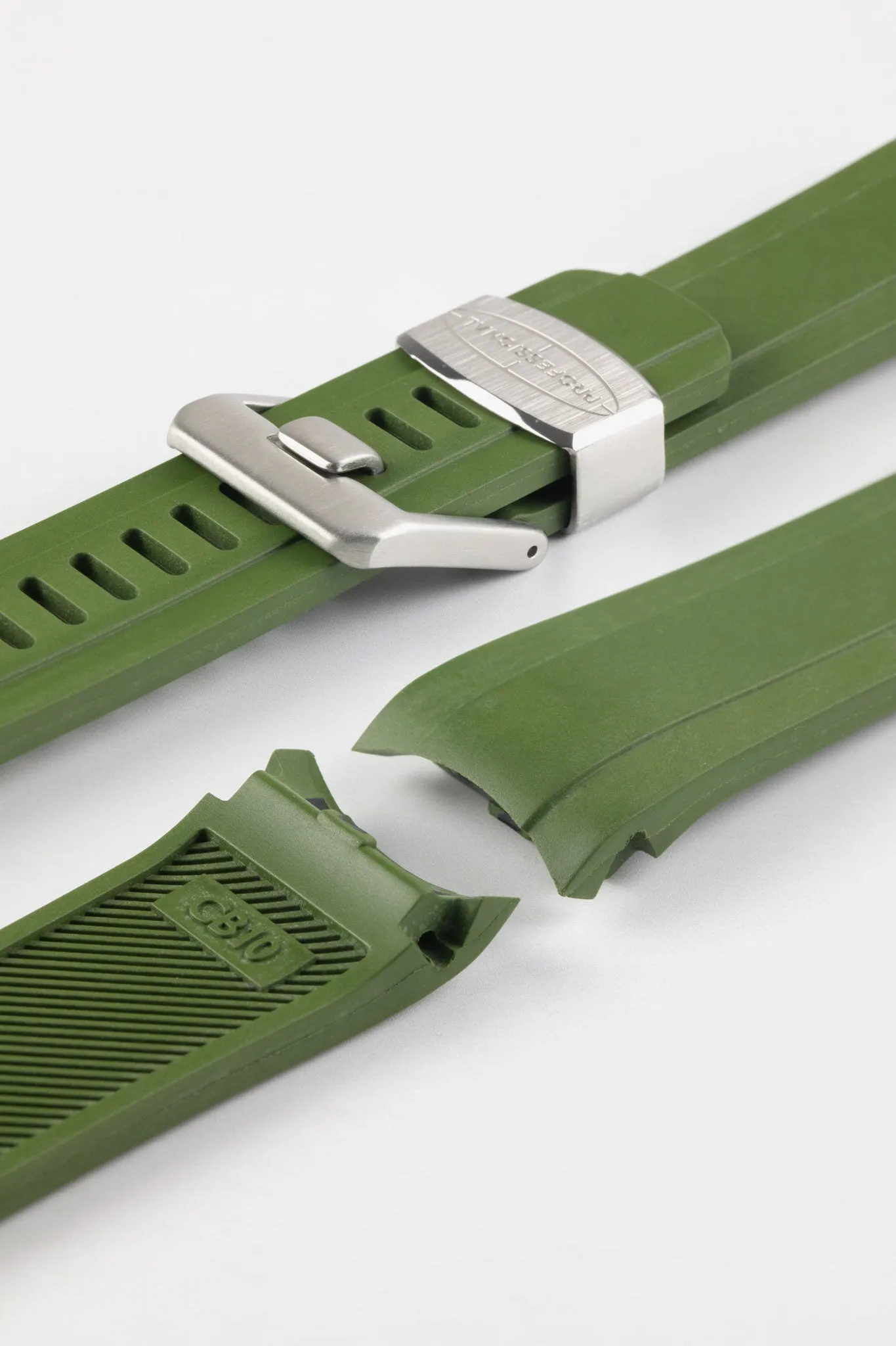 CRAFTER BLUE CB10 Rubber Watch Strap for Seiko SKX Series – GREEN with Rubber & Steel Keepers
