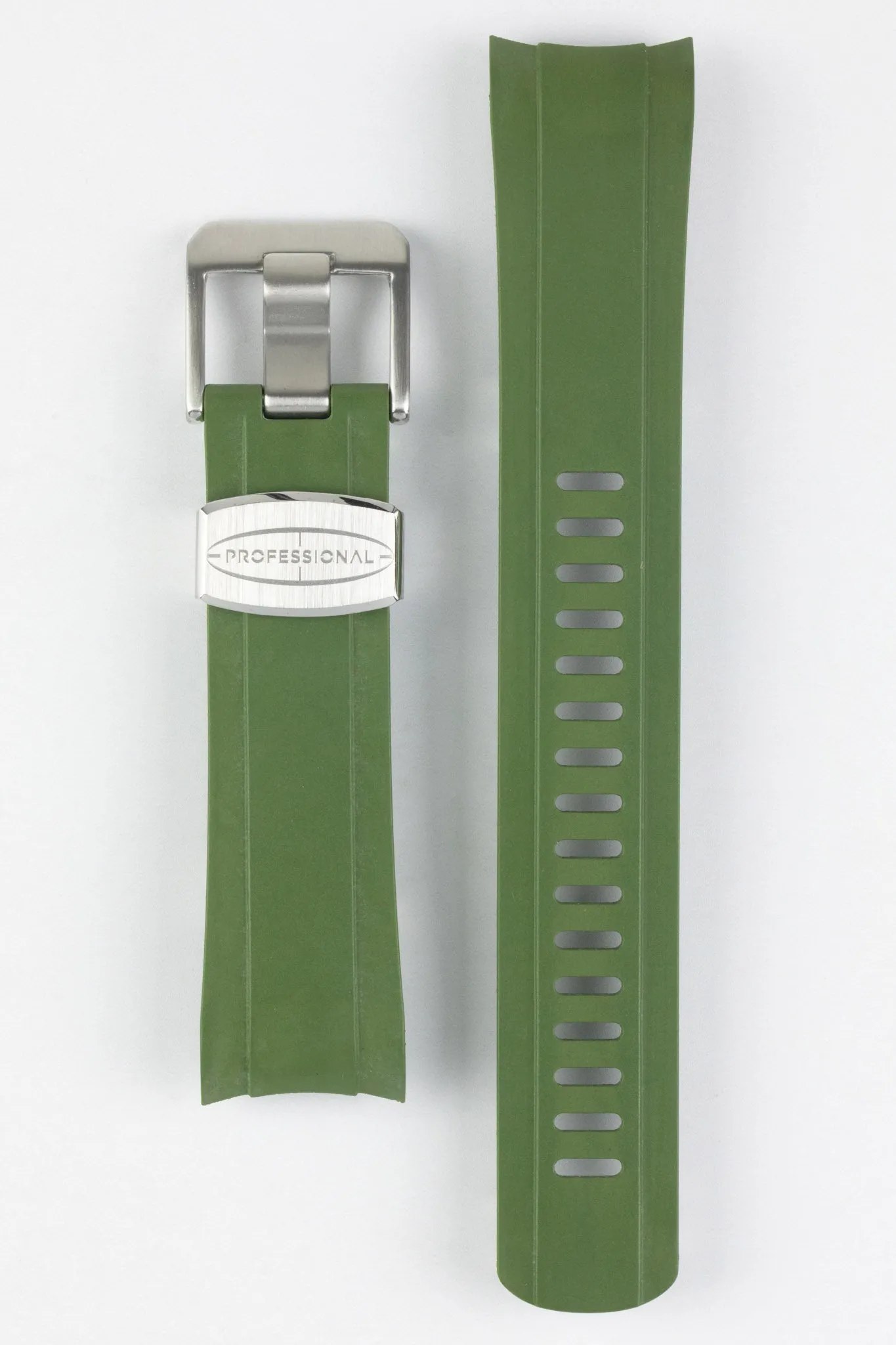 CRAFTER BLUE CB10 Rubber Watch Strap for Seiko SKX Series – GREEN with Rubber & Steel Keepers