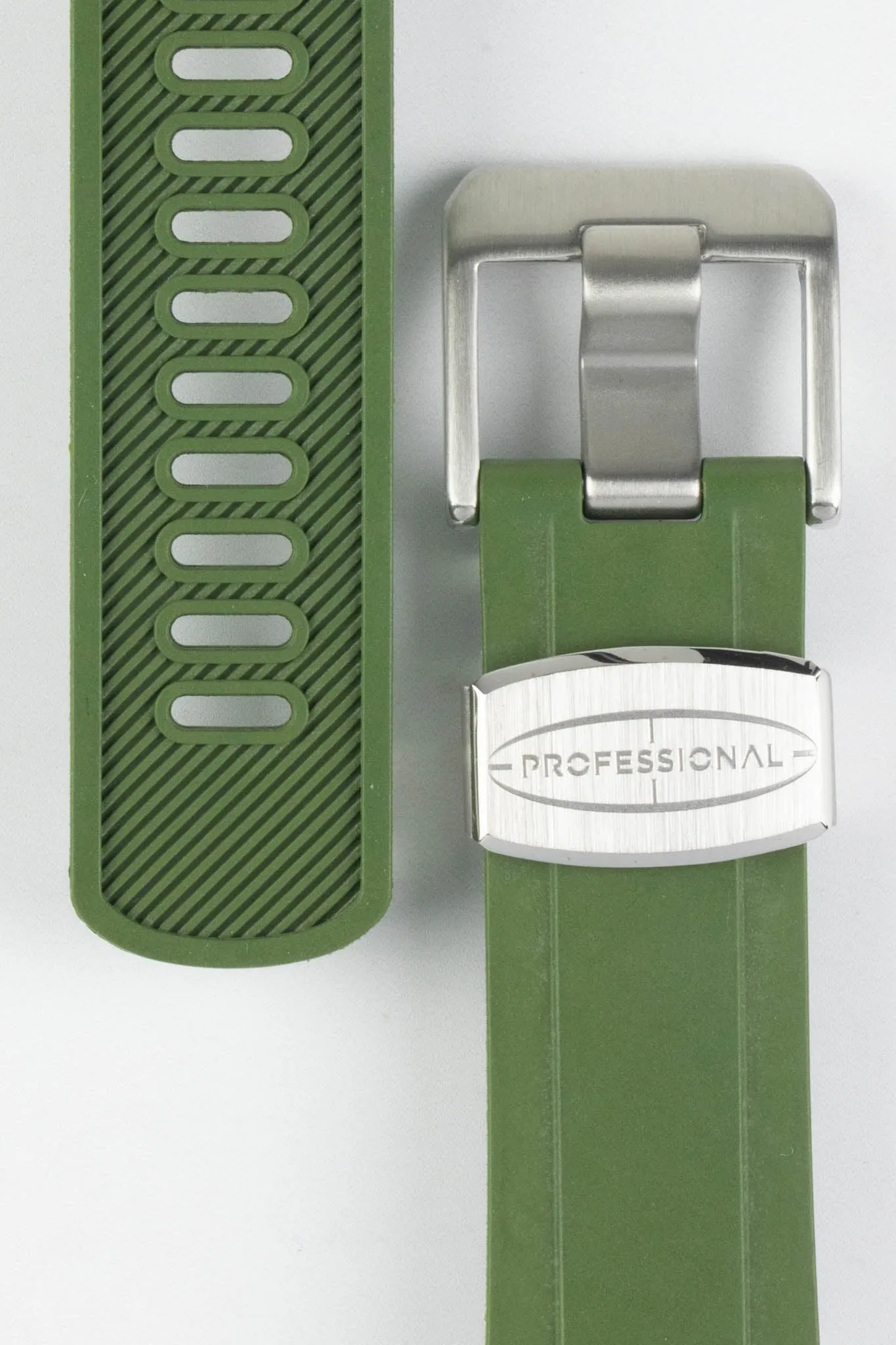 CRAFTER BLUE CB10 Rubber Watch Strap for Seiko SKX Series – GREEN with Rubber & Steel Keepers