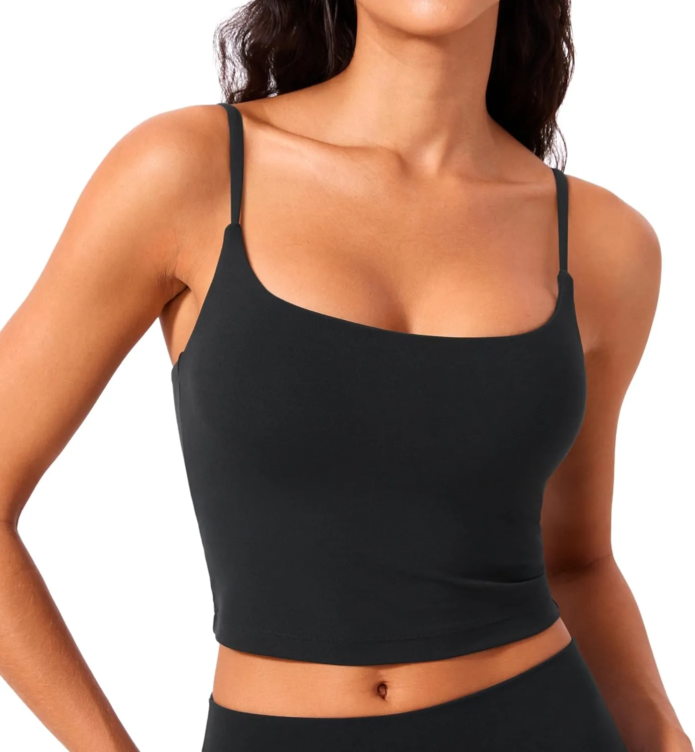 CRZ YOGA Longline Sports Bra - U Back, Adjustable Straps, Built-in Pads