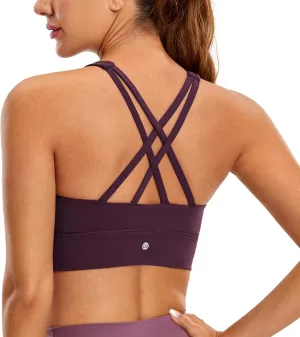 CRZ YOGA Longline Strappy Sports Bra - Wireless, Padded, Elegant