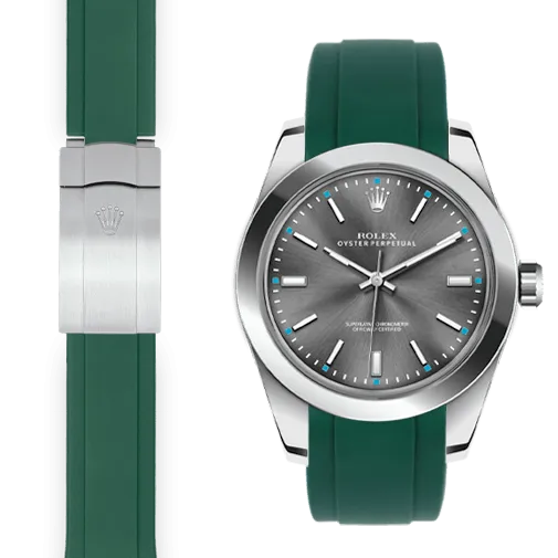 Curved End Rubber Strap for Rolex Oyster Perpetual 39mm Deployant