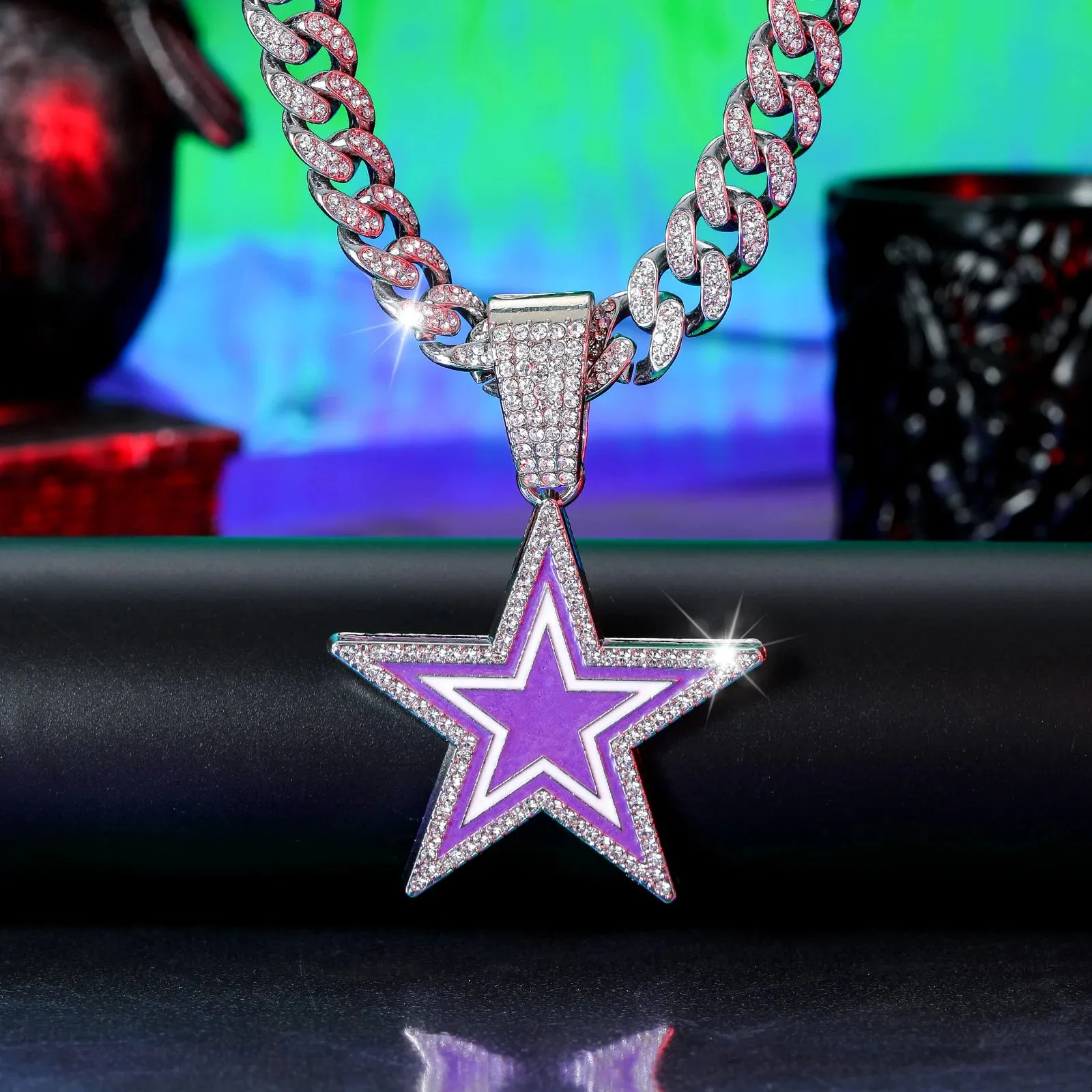 Dallas Cowboys Pendant with 20" Cuban Link Necklace
