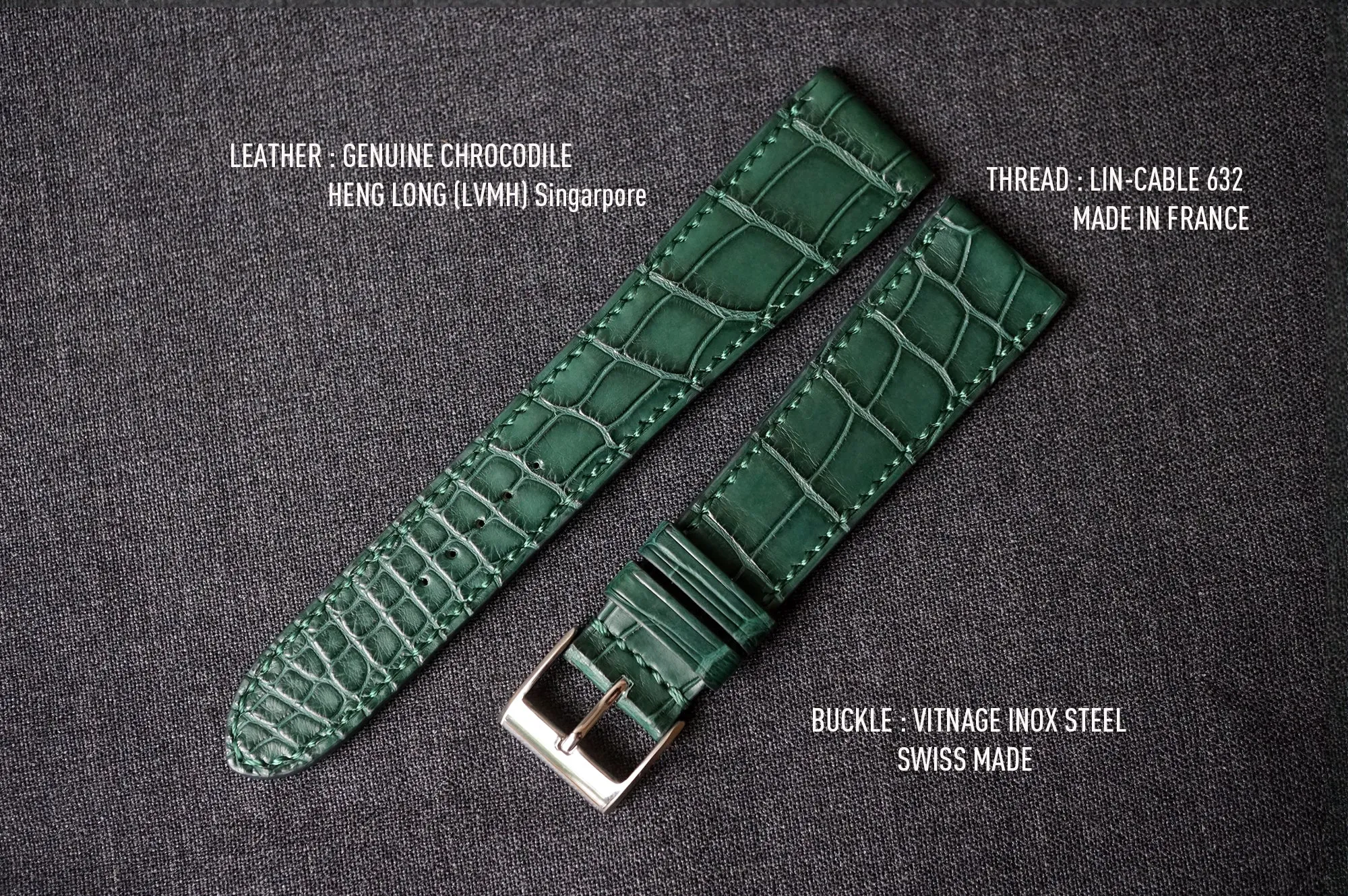 DARK GREEN CUSTOM MADE CROCODILE STRAP