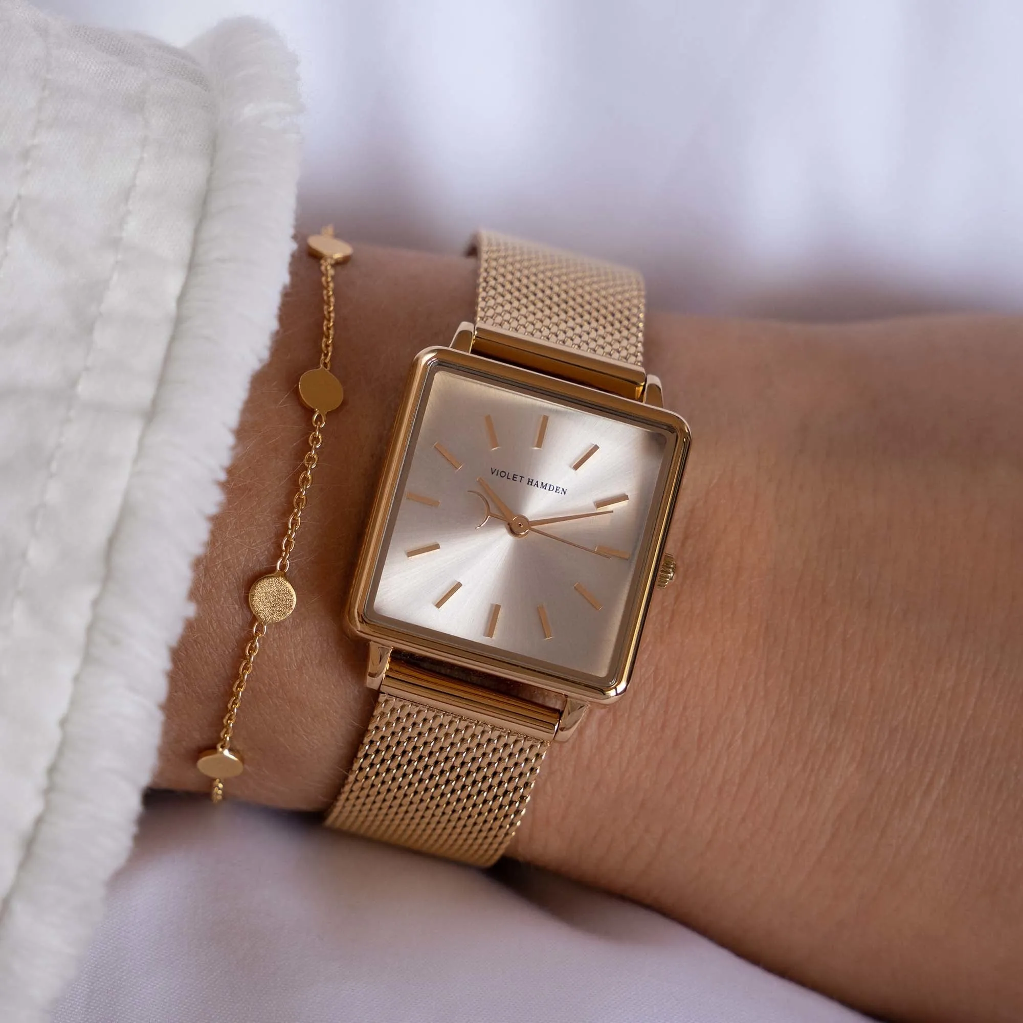 Dawn Base square ladies watch gold and silver coloured