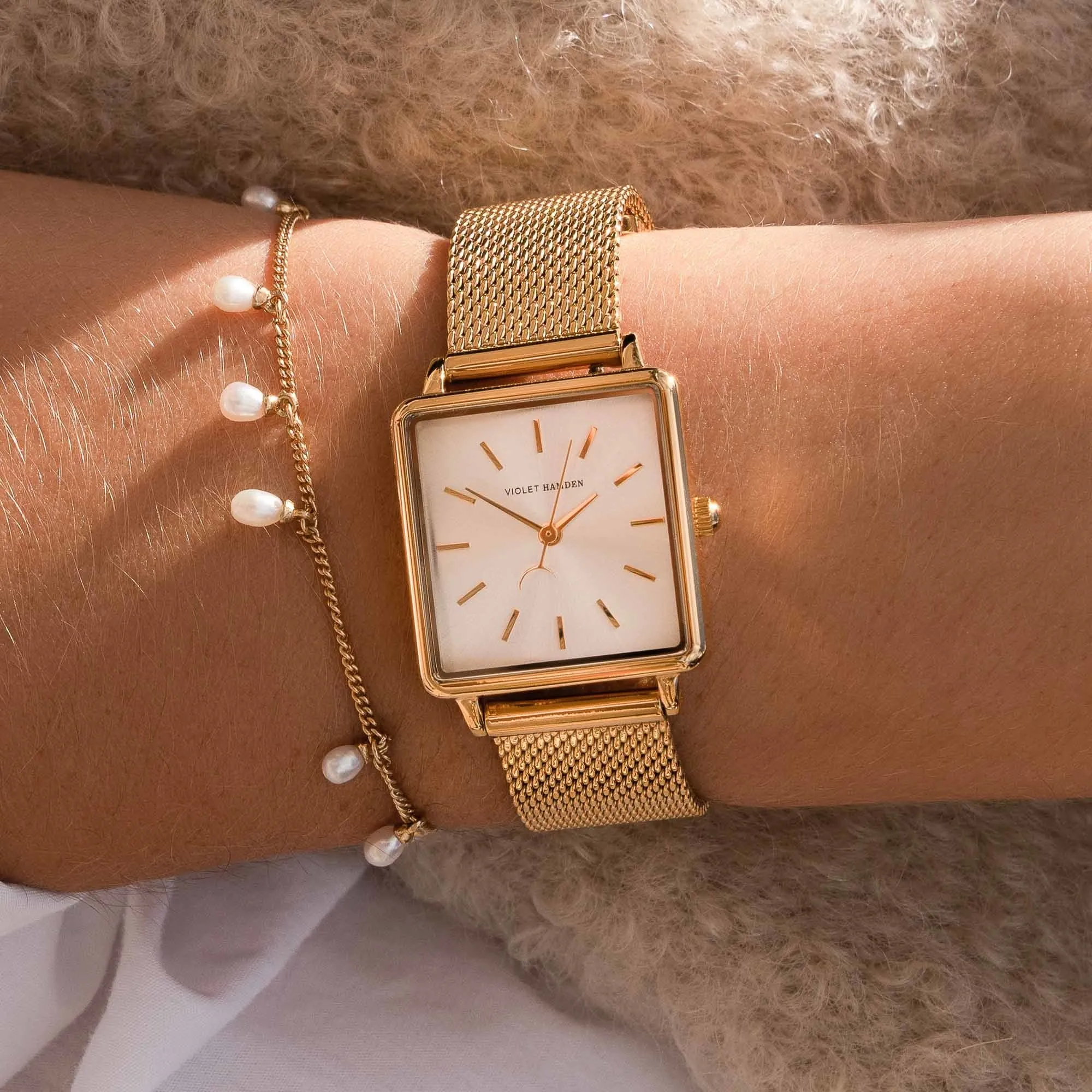 Dawn Base square ladies watch gold and silver coloured