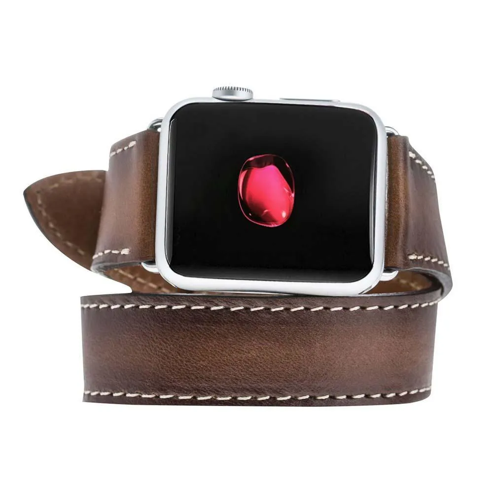 DelfiCase Double Leather Watch Band for Apple