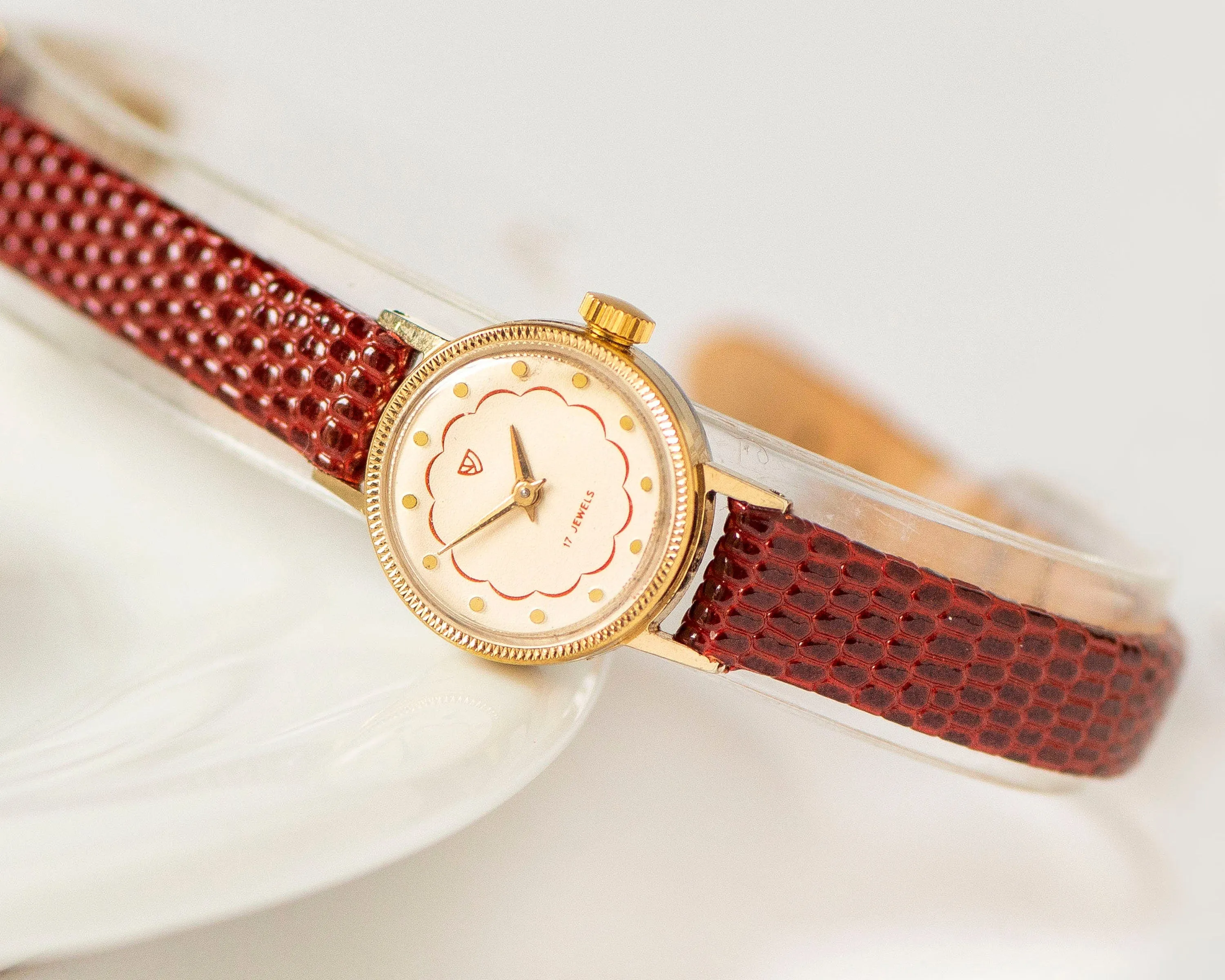 Delicate watch for women Seagull gold plated, micro watch minimalist lady watch tiny, classic watch for girl gift, new genuine leather strap