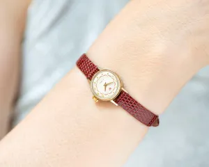 Delicate watch for women Seagull gold plated, micro watch minimalist lady watch tiny, classic watch for girl gift, new genuine leather strap
