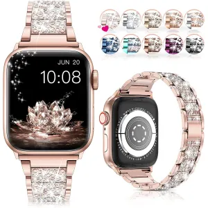 Diamond Rhinestone Stainless Steel Metal Wristband Strap