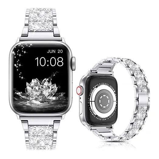 Diamond Rhinestone Stainless Steel Metal Wristband Strap