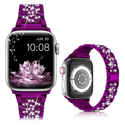 Diamond Rhinestone Stainless Steel Metal Wristband Strap