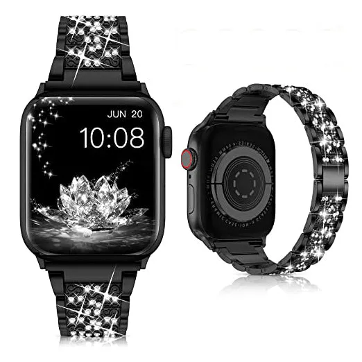 Diamond Rhinestone Stainless Steel Metal Wristband Strap