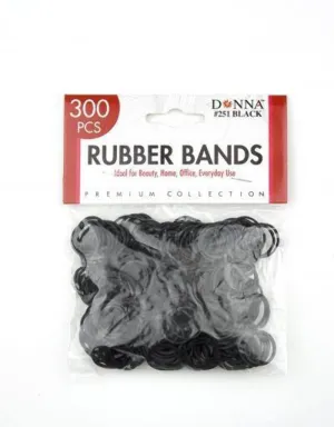 DONNA Black Rubber Bands (300 Count)