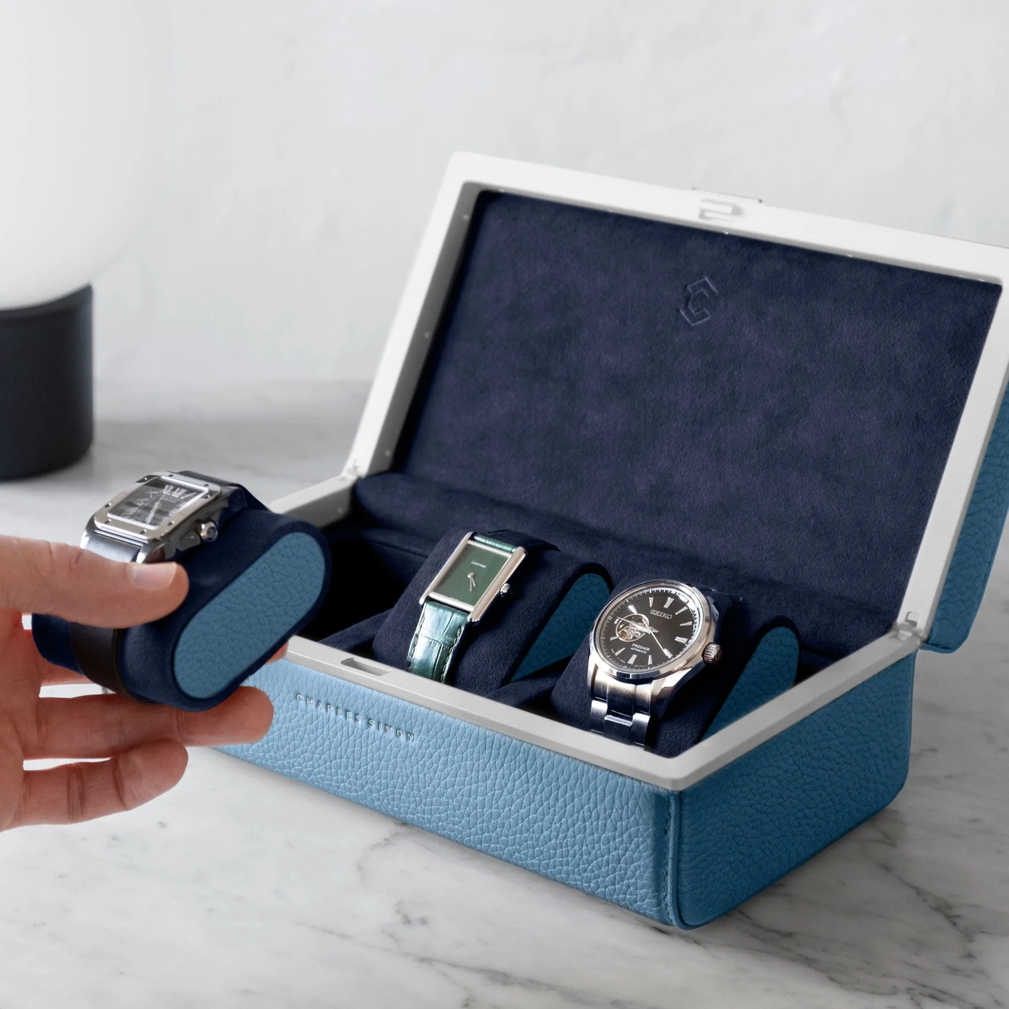 EATON 3 WATCH CASE - SKY BLUE / GREY