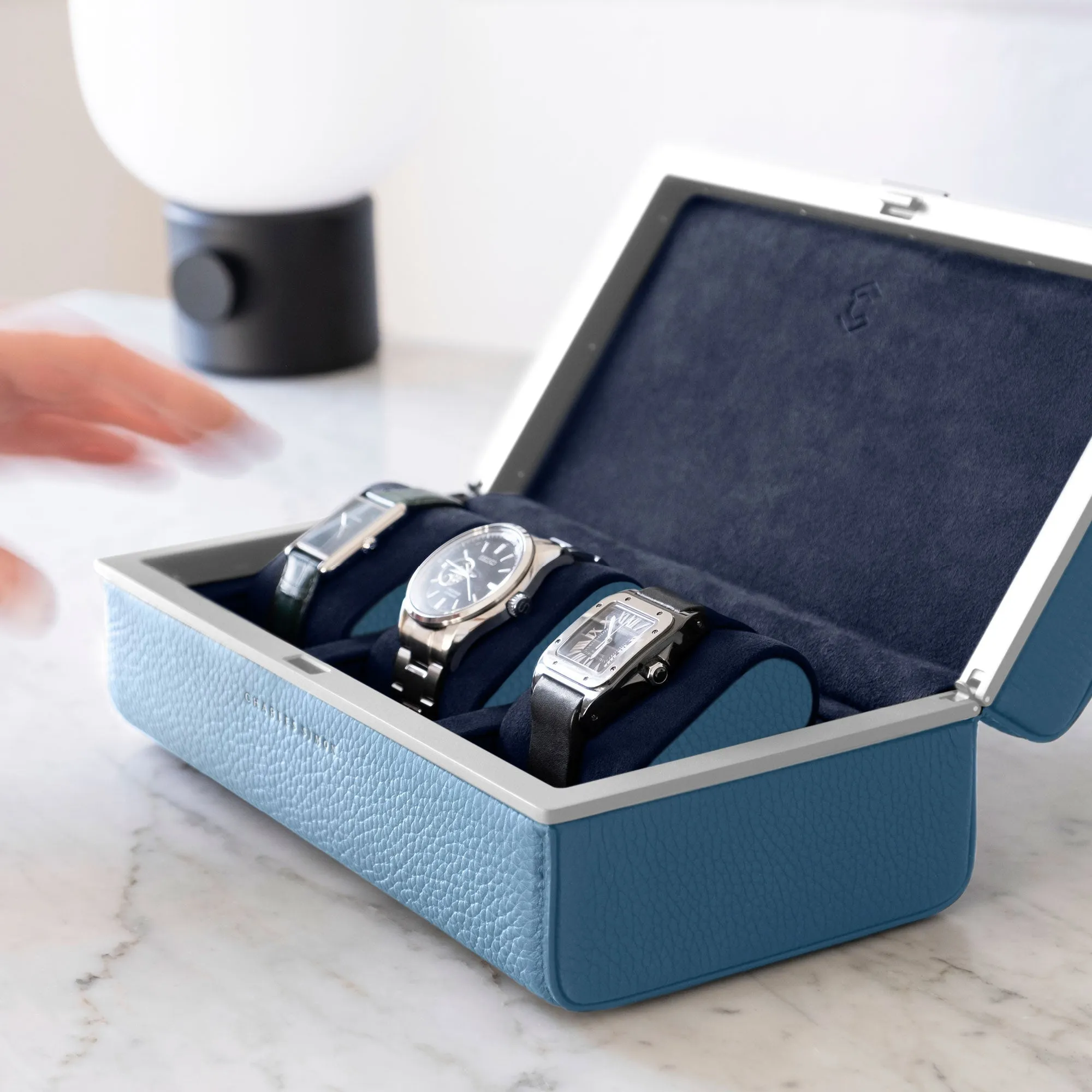 EATON 3 WATCH CASE - SKY BLUE / GREY