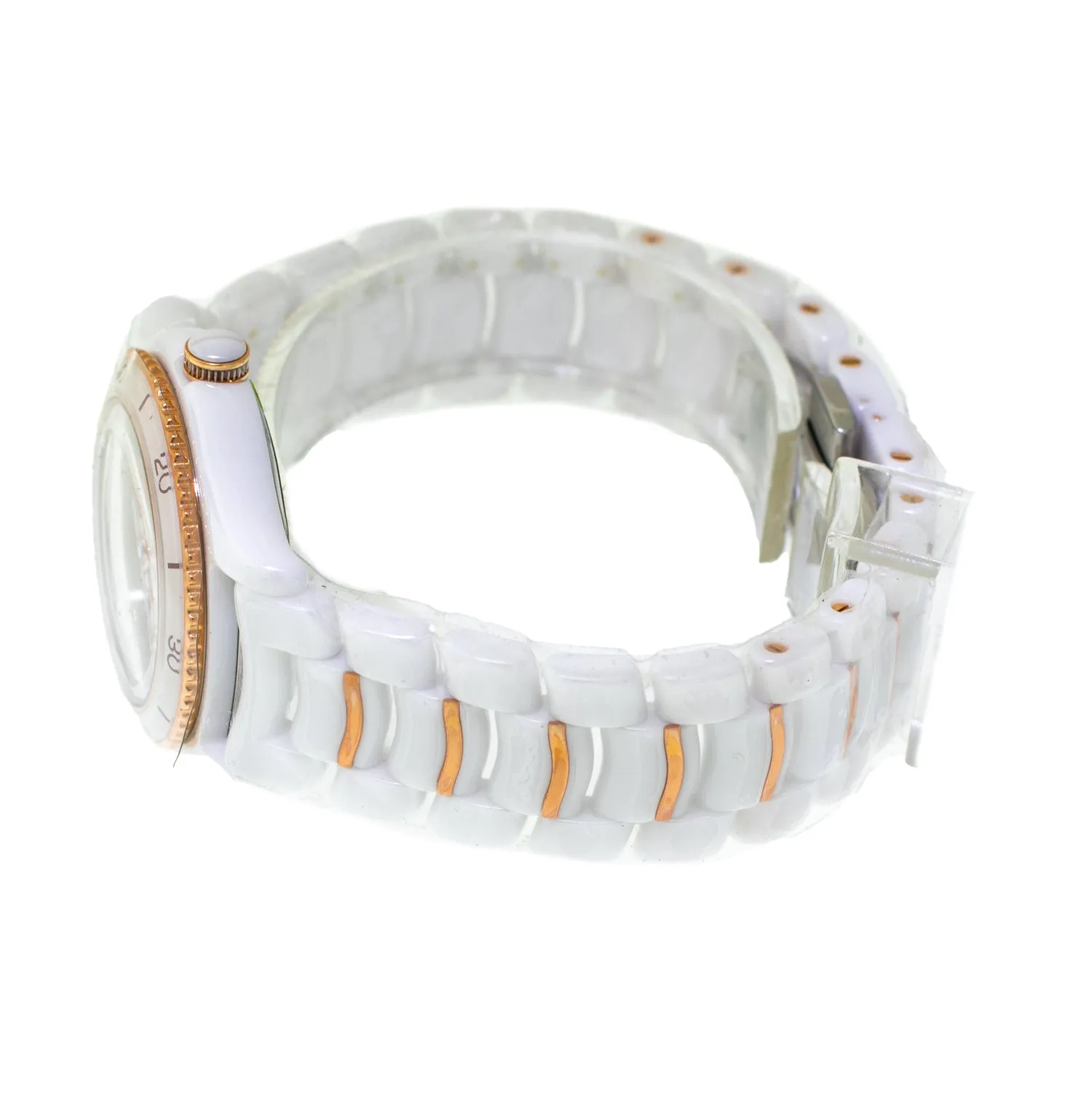 Ebel X-1 Ceramic and Rose Gold 34mm Silver Arabic Dial White Ceramic Bezel 1216113