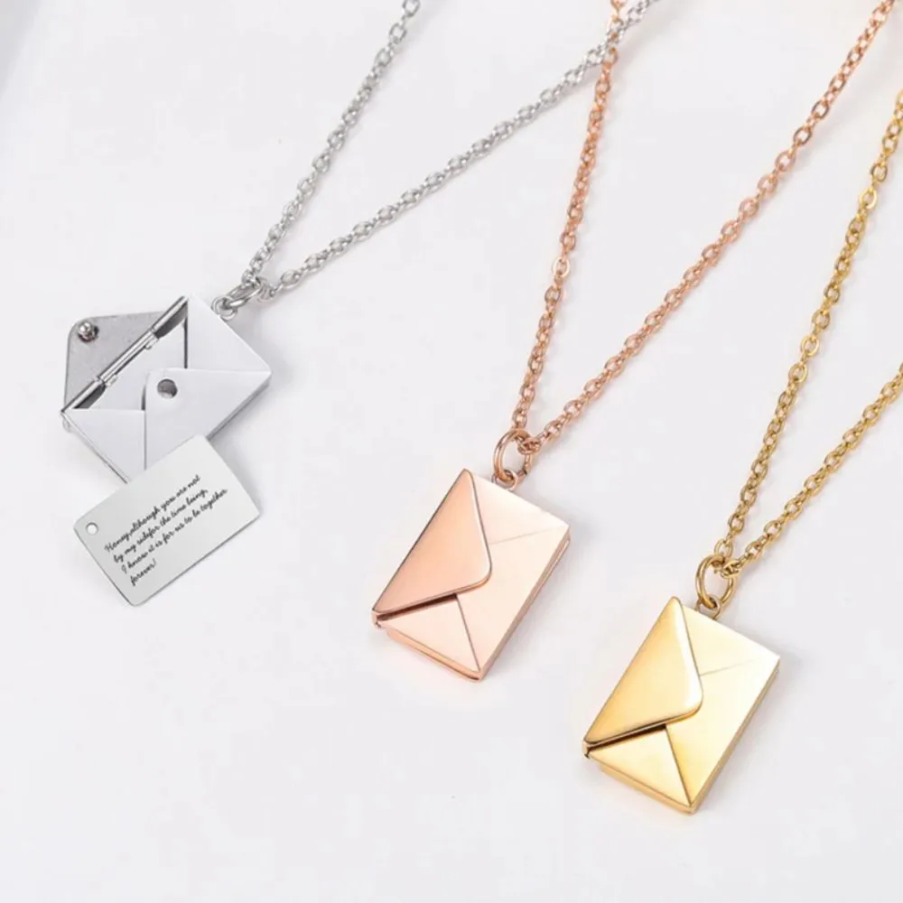 Envelope Massage Locket Necklace