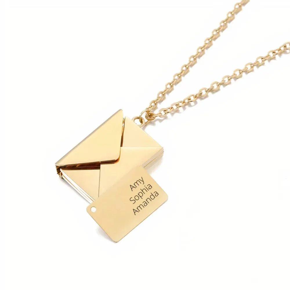 Envelope Massage Locket Necklace