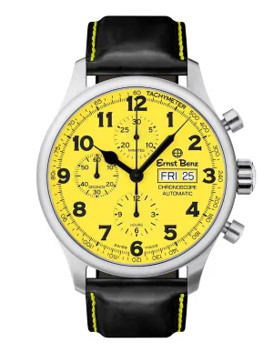 Ernst Benz Chronoscope 44mm Yellow Dial Chronograph Men's Watch GC40119