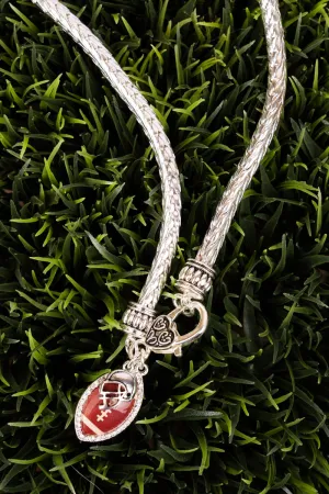 Fall Means Football Silvertone Charm Necklace
